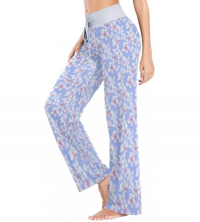 Bottoms White Cherry Blossom Women's Pajama Pants Lounge Sleep Wear - Multi - CE19D3RGE9O $23.10