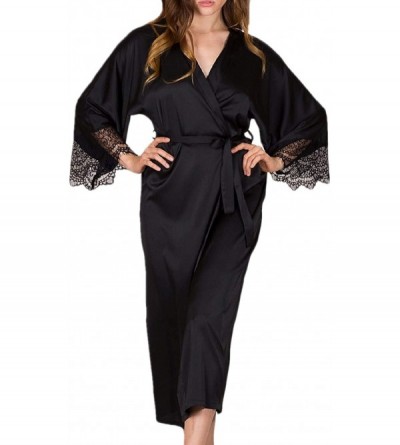 Robes 2020 Womens Sleepwear Bathrobes Short Satin Pure Color Kimono Robes Nightwear Bridesmaids Lingerie S XXXL 001Black S - ...