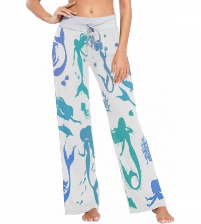 Bottoms Mermaid Fish Scale Coral Reef Women's Pajama Lounge Pants Casual Stretch Pants Wide Leg - C3198Q9S4WC $44.38