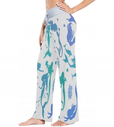 Bottoms Mermaid Fish Scale Coral Reef Women's Pajama Lounge Pants Casual Stretch Pants Wide Leg - C3198Q9S4WC $19.97