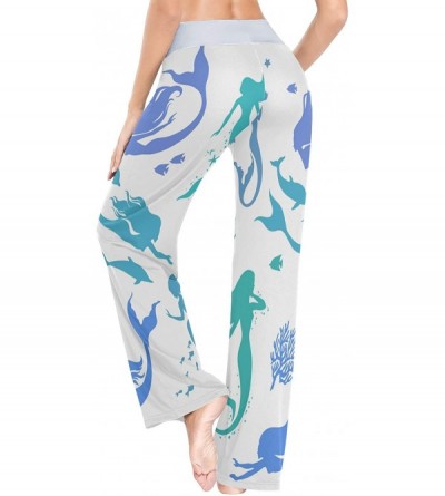 Bottoms Mermaid Fish Scale Coral Reef Women's Pajama Lounge Pants Casual Stretch Pants Wide Leg - C3198Q9S4WC $19.97