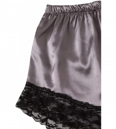Sets Women's Lace Satin Cami and Shorts Sleepwear Pajama Set - A Grey - CA18UXT5UY8 $13.27