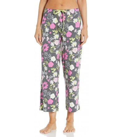 Bottoms Women's Printed Knit Capri Pajama Sleep Pant - Iron Gate - Destiny Floral - CI1984D2AEO $28.71