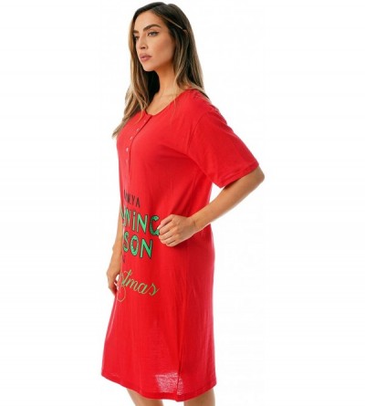 Nightgowns & Sleepshirts Short Sleeve Christmas Nightgown Sleep Dress for Women Sleepwear - Red - Christmas Morning Person - ...
