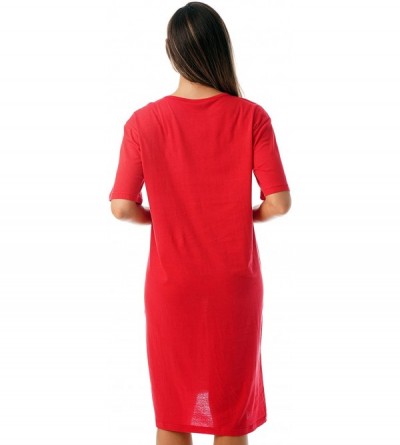 Nightgowns & Sleepshirts Short Sleeve Christmas Nightgown Sleep Dress for Women Sleepwear - Red - Christmas Morning Person - ...