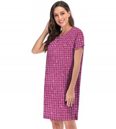 Nightgowns & Sleepshirts Womens Nightgowns for Sleeping Short Sleeve Comfy Sleepwear Leopard Print Night Shirt Gown Nightdres...