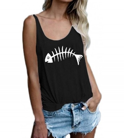 Nightgowns & Sleepshirts Women's Summer Feather Print Long Vest Fashion Women's Shirt T-Shirt Vest for Women - S-black - CB19...