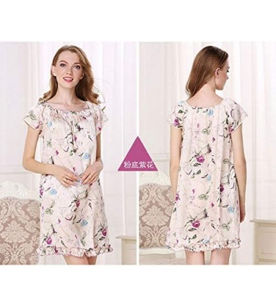 Sets Women's Silk Pajamas Nightdress-One-Piece Skirt-Loose Floral Sleepwear-100% Silk(Main Fabric)-7+ Colors-真丝睡裙 - 3.purple ...