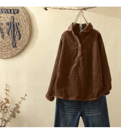 Thermal Underwear Women's Long Sleeve Loose Flared V-Neck Tunic Top T-Shirt Blouse - Coffee - CS1933UMCN4 $21.34