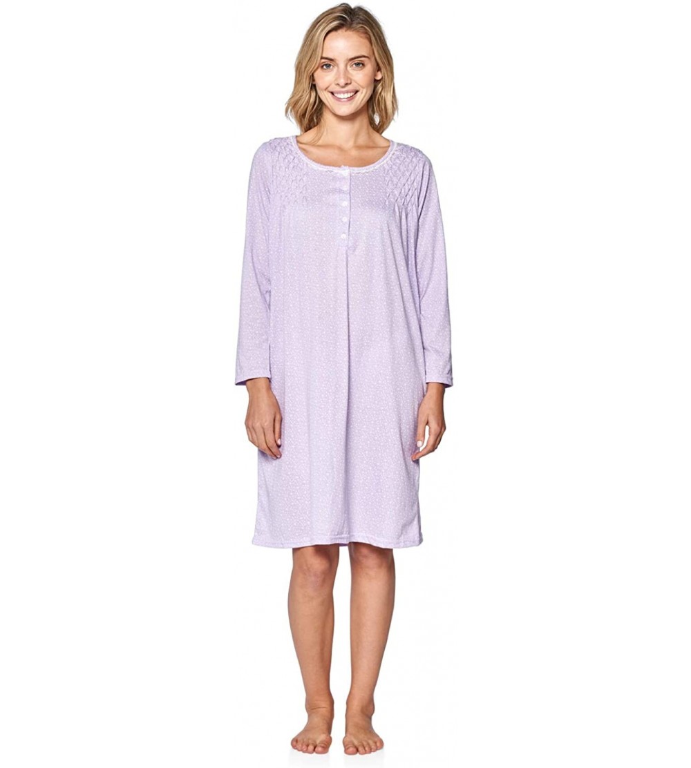 Nightgowns & Sleepshirts Women's Cotton Blend Long Sleeve Nightgown - Stars Purple - CX18M5856AS $20.68