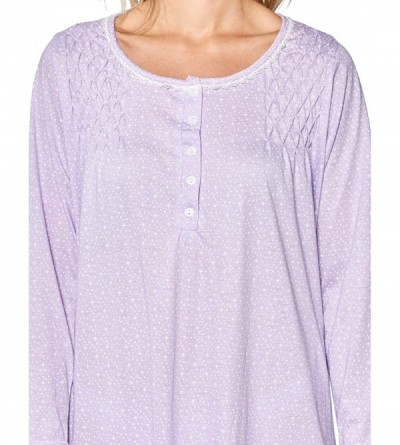 Nightgowns & Sleepshirts Women's Cotton Blend Long Sleeve Nightgown - Stars Purple - CX18M5856AS $20.68