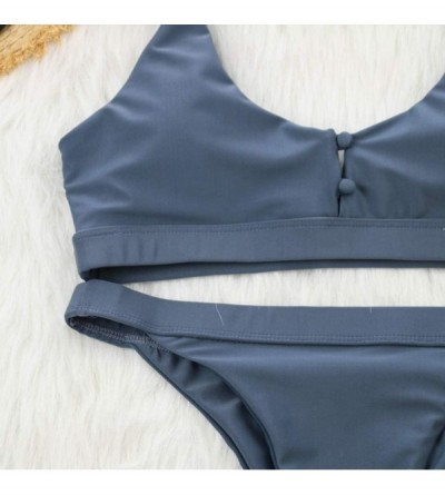 Thermal Underwear Women's Knotted Sandwich Thong Bikini Mid Waist Beach Swimsuit - O-gray - C4194DNLEDC $12.06