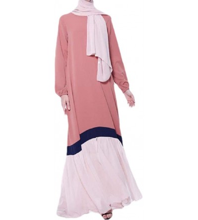 Robes Womens Fashion Arab Muslim Dubai Islamic Summer Kaftan Dresses - Red - C51990Q6Y5L $52.46