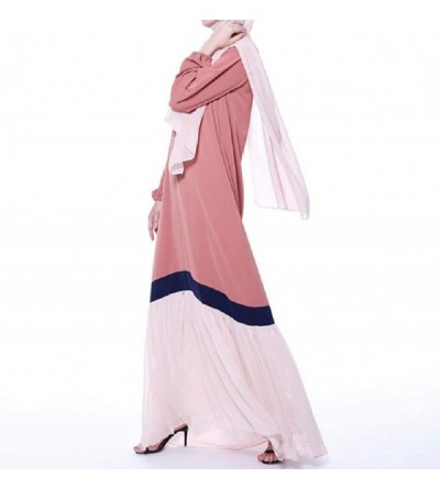 Robes Womens Fashion Arab Muslim Dubai Islamic Summer Kaftan Dresses - Red - C51990Q6Y5L $52.46