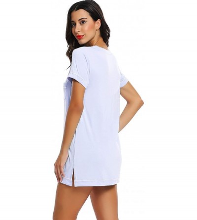 Nightgowns & Sleepshirts Womens Soft Bamboo Nightgown - Short Sleeve V Neck - Light Purple - C71987WZS0W $28.91