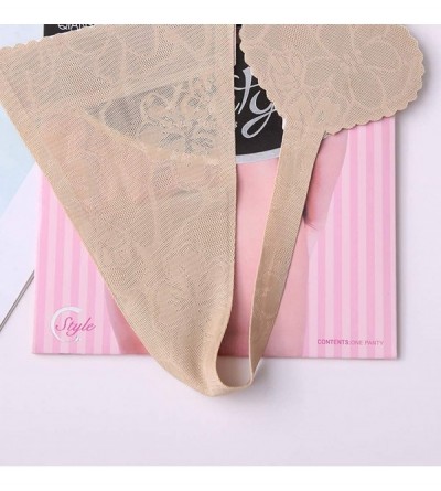 Bustiers & Corsets Women Sexy Lingerie Lace G-String Knickers Underwear Open Crotch Thongs Panties - Beige - C818SHG2Z0I $11.45