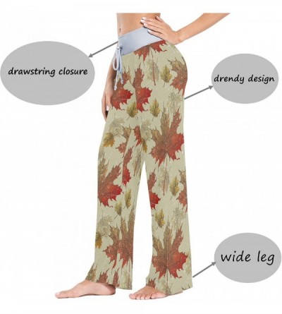 Bottoms Maple Viburnum Leaves Grunge Desgin Women's Pajama Pants Lounge Sleep Wear - Multi - CA19C9H2WRW $25.00