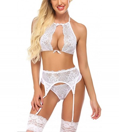 Baby Dolls & Chemises Women Lingerie Set Lace with Garter Belts Sexy Teddy Babydoll Bodysuit Lingerie Sets (NO Stockings) - W...