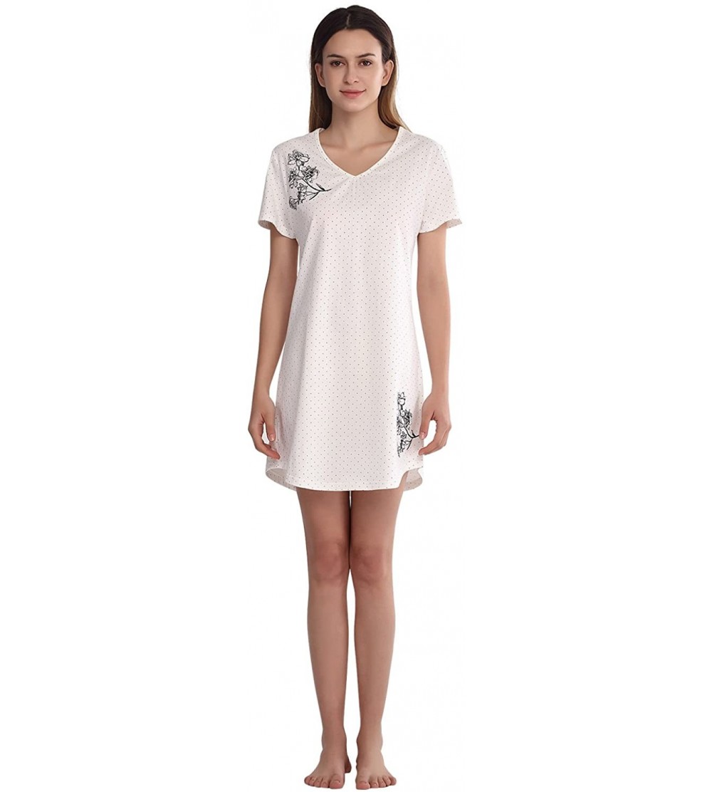 Nightgowns & Sleepshirts Cotton Sleepwear for Women- 100% Cotton Lightweight Short Sleeve House Dress Loungewear for Summer -...
