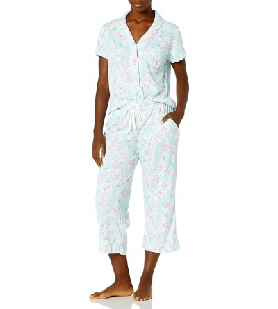 Sets Women's Short-Sleeve Girlfriend Crop Pajama Set PJ - Floral Sage - CO192LMMS3W $28.35