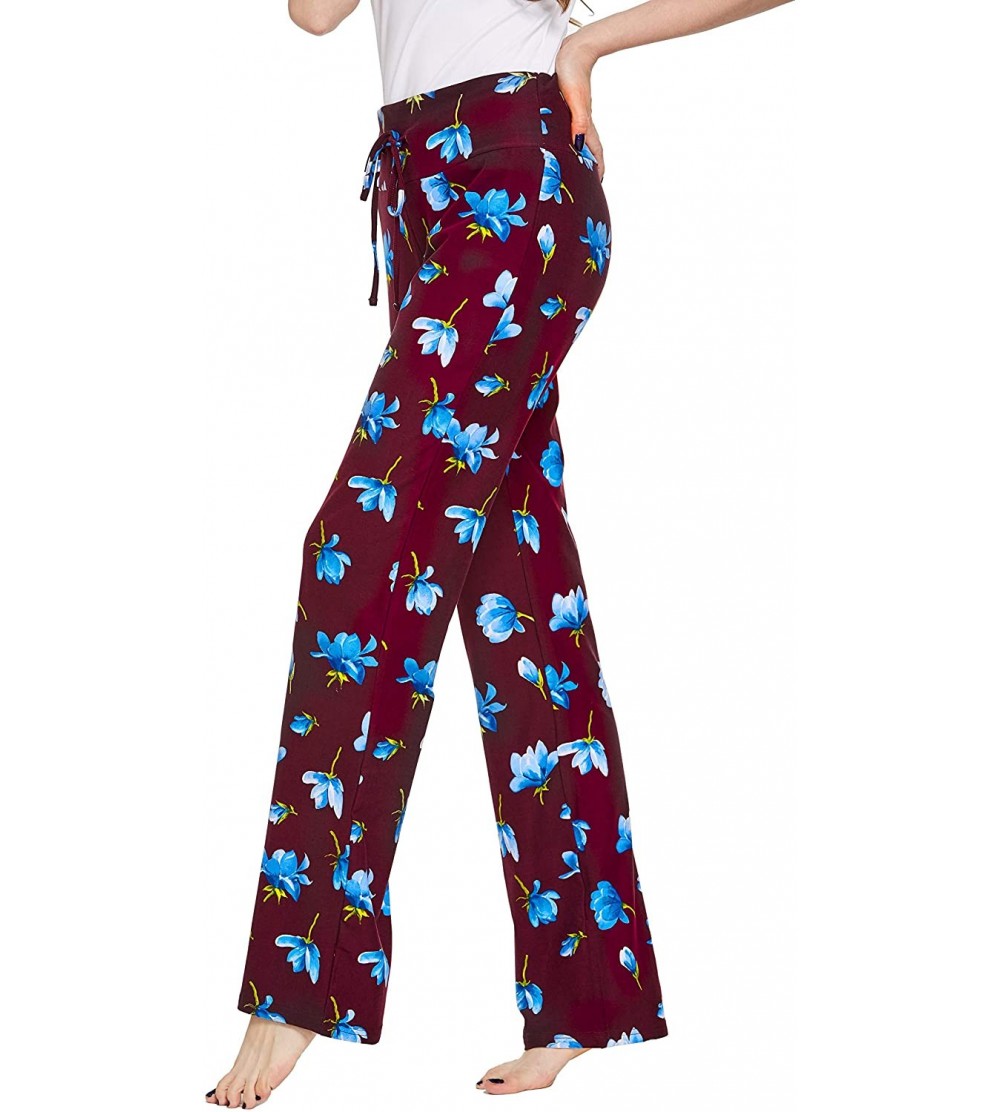 Bottoms Women's Casual Lounge Pants - Blue Flower - C61993N0H0K $14.99