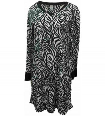 Nightgowns & Sleepshirts Womens Zebra Print Fleece Sleep Shirt Nightgown & Matching Socks - CB1226NRNQT $23.11