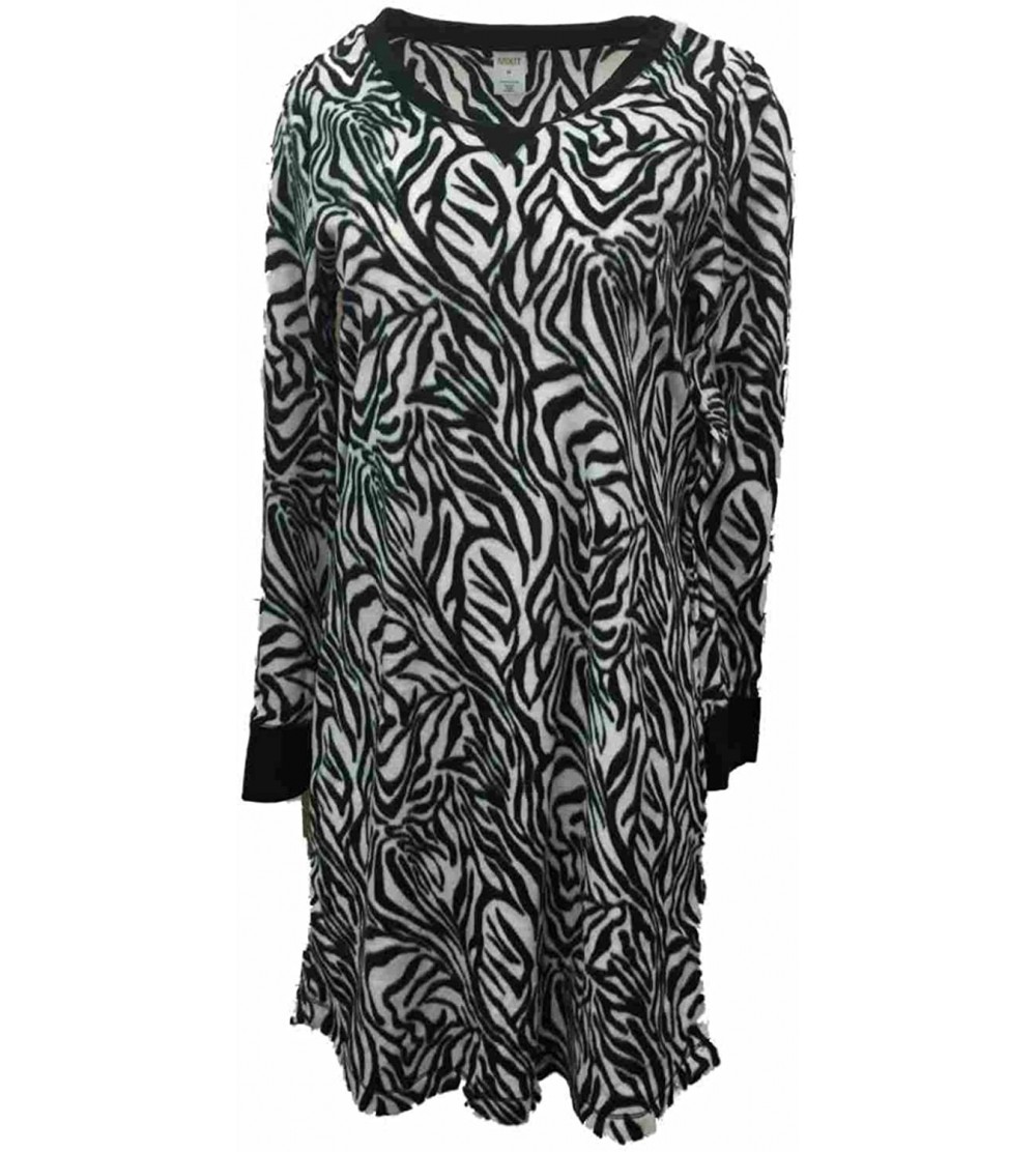 Nightgowns & Sleepshirts Womens Zebra Print Fleece Sleep Shirt Nightgown & Matching Socks - CB1226NRNQT $23.11