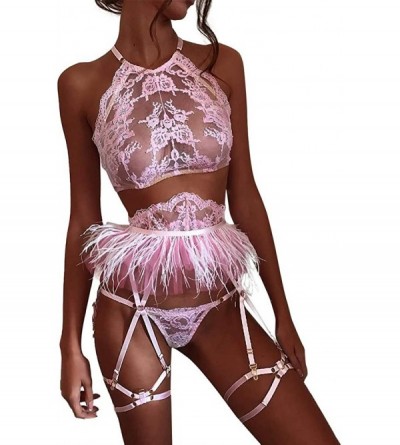 Nightgowns & Sleepshirts 2020 Women Deep V Sexy Halter Lingerie Straps Bra Panty Garter Set Underwear One Piece Bodysuit Lace...