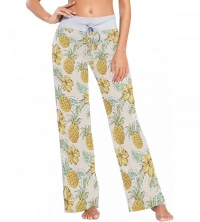 Bottoms Ellow Hibiscus Flowers Pineapples Women's Pajama Pants Lounge Sleep Wear - Multi - C019D3H7EYC $45.05