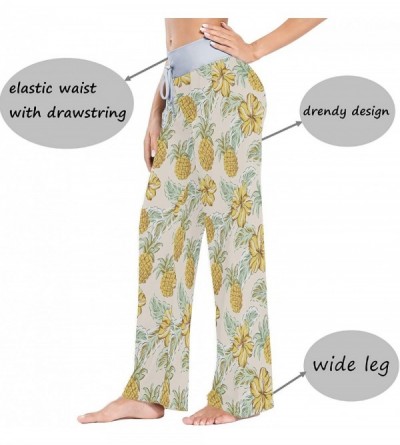 Bottoms Ellow Hibiscus Flowers Pineapples Women's Pajama Pants Lounge Sleep Wear - Multi - C019D3H7EYC $20.48