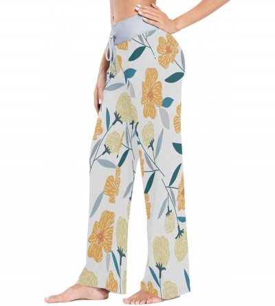 Bottoms Women's Fashion Yoga Pants Palazzo Casual Print Wide Leg Lounge Pants Comfy Casual Drawstring Long Pajama Pants - Yel...