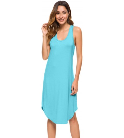 Nightgowns & Sleepshirts Womens Soft Bamboo Pajamas Sleeveless Racerback Nightgown Full Slips Sleepshirts Plus Size Sleepwear...