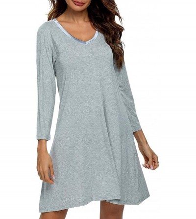Nightgowns & Sleepshirts Long Sleeve Winter Nightgowns for Women Soft Long Sleep Shirts Sleepwear Plus Size - A-heather Grey ...