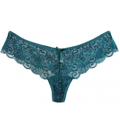 Thermal Underwear Women Lace Sexy Underpant- Thongs and G Strings Panties Transparent Underwear - Green - CM19604ETKR $7.94