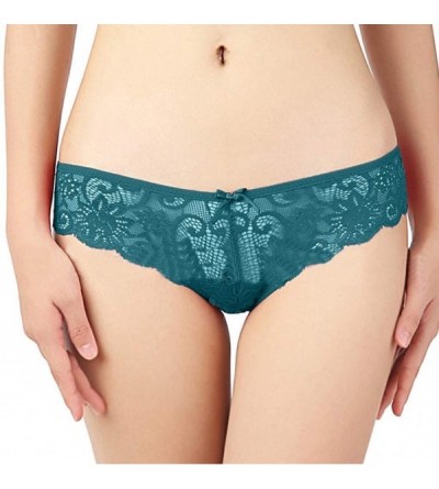 Thermal Underwear Women Lace Sexy Underpant- Thongs and G Strings Panties Transparent Underwear - Green - CM19604ETKR $7.94