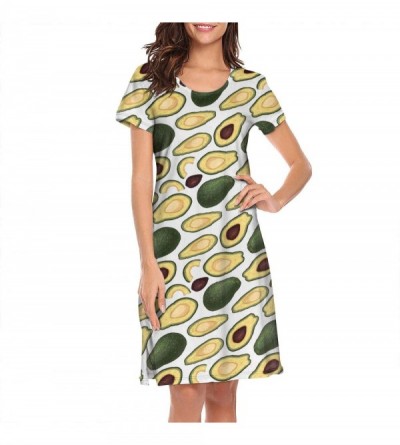 Tops Women's Short Sleeve Nightshirts Avocado Pattern Casual Sleepshirts Dress Tee - Avocado - CX199IGYRXM $18.49