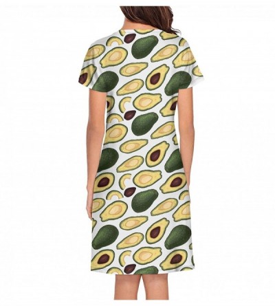 Tops Women's Short Sleeve Nightshirts Avocado Pattern Casual Sleepshirts Dress Tee - Avocado - CX199IGYRXM $18.49