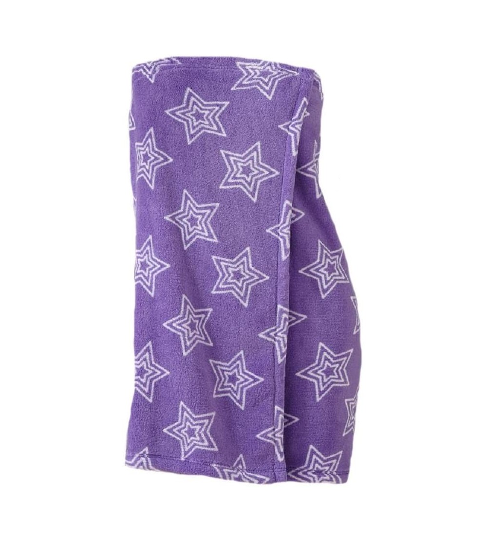 Robes Juniors/Womens' Plush Shower Wrap (Purple Stars- Small) - Purple Stars - CL11HT0SS8R $29.72