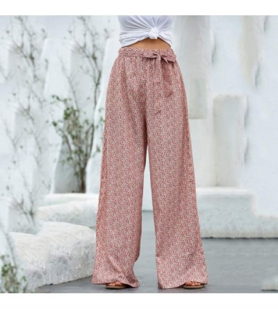 Bottoms Womens Pajama Bottoms Comfy Palazzo Lounge Pant Sleepwear Drawstring Waist Long Workout Yoga Active Pants - C Pink - ...