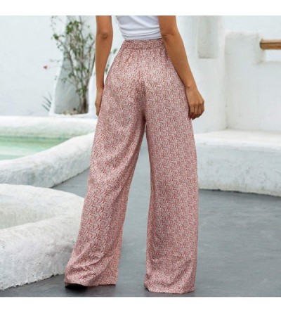 Bottoms Womens Pajama Bottoms Comfy Palazzo Lounge Pant Sleepwear Drawstring Waist Long Workout Yoga Active Pants - C Pink - ...
