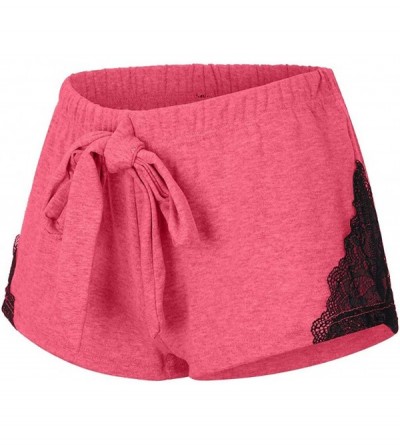 Robes Womens Elastic Out High Waist Leggings Tight Sports Casual Yoga Short Pants - Pink - CV19805N9YD $15.96