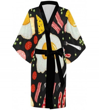 Robes Custom Breakfast Food Women Kimono Robes Beach Cover Up for Parties Wedding (XS-2XL) - Multi 1 - C3194S4E7T7 $46.43