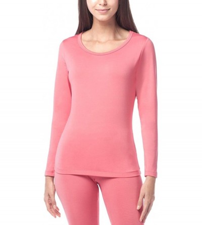 Thermal Underwear Women's Lightweight Thermal Underwear Top Fleece Lined Base Layer Long Sleeve Shirt L15 - Pink - C818U352UO...