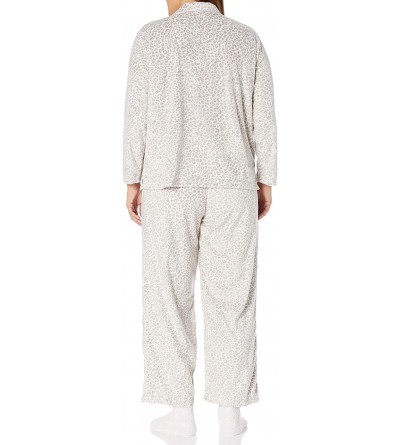 Sets Women's Plus Size Long Sleeve Minky Fleece Pajama Set Pj - Leopard Pink W/ Sock - CZ18S6RIKNC $21.92