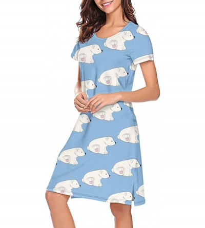 Nightgowns & Sleepshirts Women Nightdress The Polar Bear and Walrus Short Sleeve Long Skirt Soft Comfortable Casual Sleepshir...