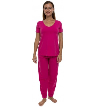 Sets Women's Pajama Set PJ Cotton Lounge Sleep Wear - Magenta - C318XWA2YGA $31.35