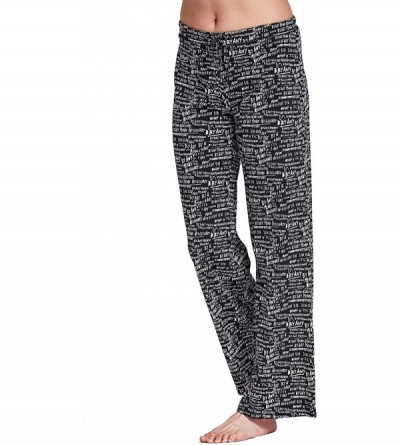 Bottoms Womens casual stretch cotton pajama pants simple lounge pants charcoal - Black White Words Print - CO199E0Z8C8 $13.44