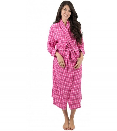 Robes Womens Flannel Robe Christmas Robe (Size X-Small-XX-Large) - Pink/White - C818IGKLO29 $39.17