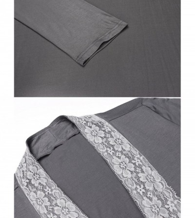 Nightgowns & Sleepshirts Zipper Robe Plaid Nightgown Zipper Housecoat Soft Loungewear for Women - Grey - CZ18YM9WOLM $15.63