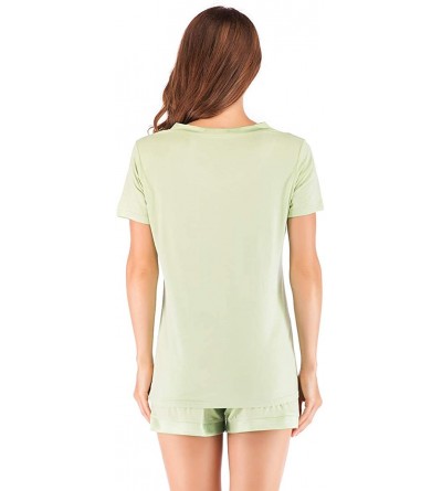 Sets Womens Soft V Neck Shorts Pajama Set - Green - C418NLDO8EM $20.22
